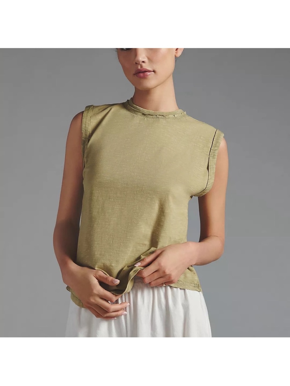 Pilcro Sleeveless Tank with cuffed Shoulder - Picture 8 of 10